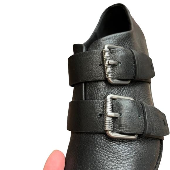 Splendid Anthropologie Carla Pointed Western Cowboy Leather Buckle Boots Black 6 - Picture 5 of 9